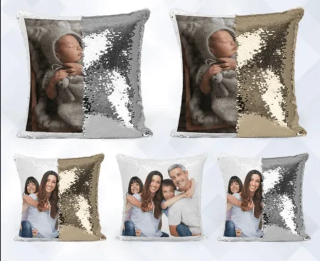 Personalized Photo Sequin Pillow Cushion Cover